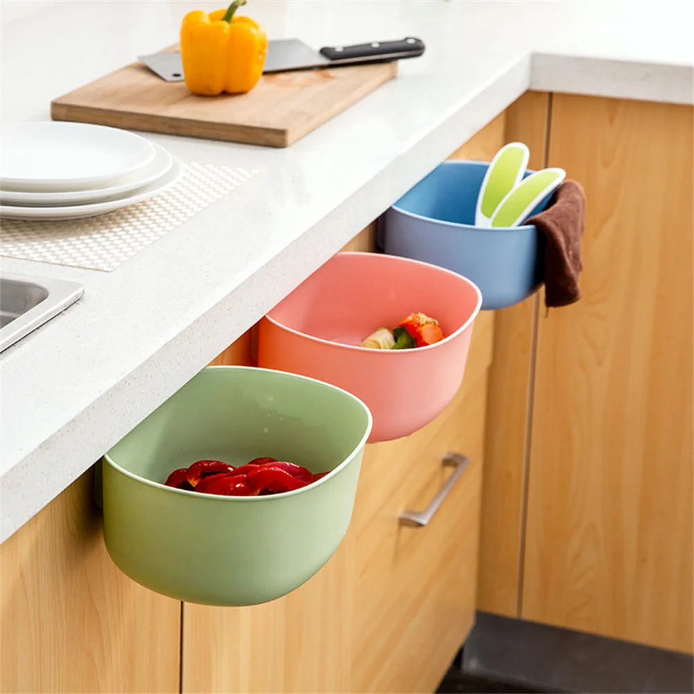 Kitchen Wall-mounted Storage Rack Hanging Trash Can Multifunctional Cabinet Door Storage Box Under Sink Drawer Shelf Organizer