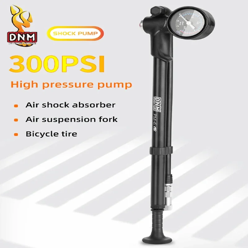 DNM Bicycle Portable Air Pump 300PSI For Air Shock Absorber Bike Air Front Fork Bicycle Tire Mini Pump