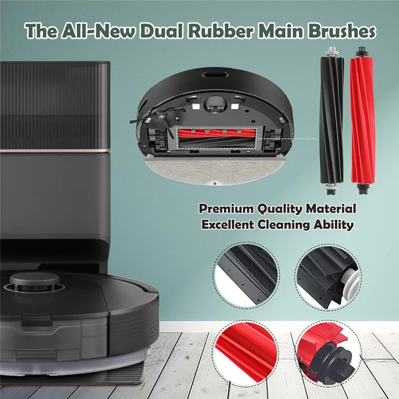 لماذا-ملحقات للمكنسة الكهربائية Roborock Q5 Pro/Q5 Pro+/Q8 Max+/Q8 Max، والفرش الرئيسية، ومرشحات HEPA، والمناديل الجانبية، والفرش