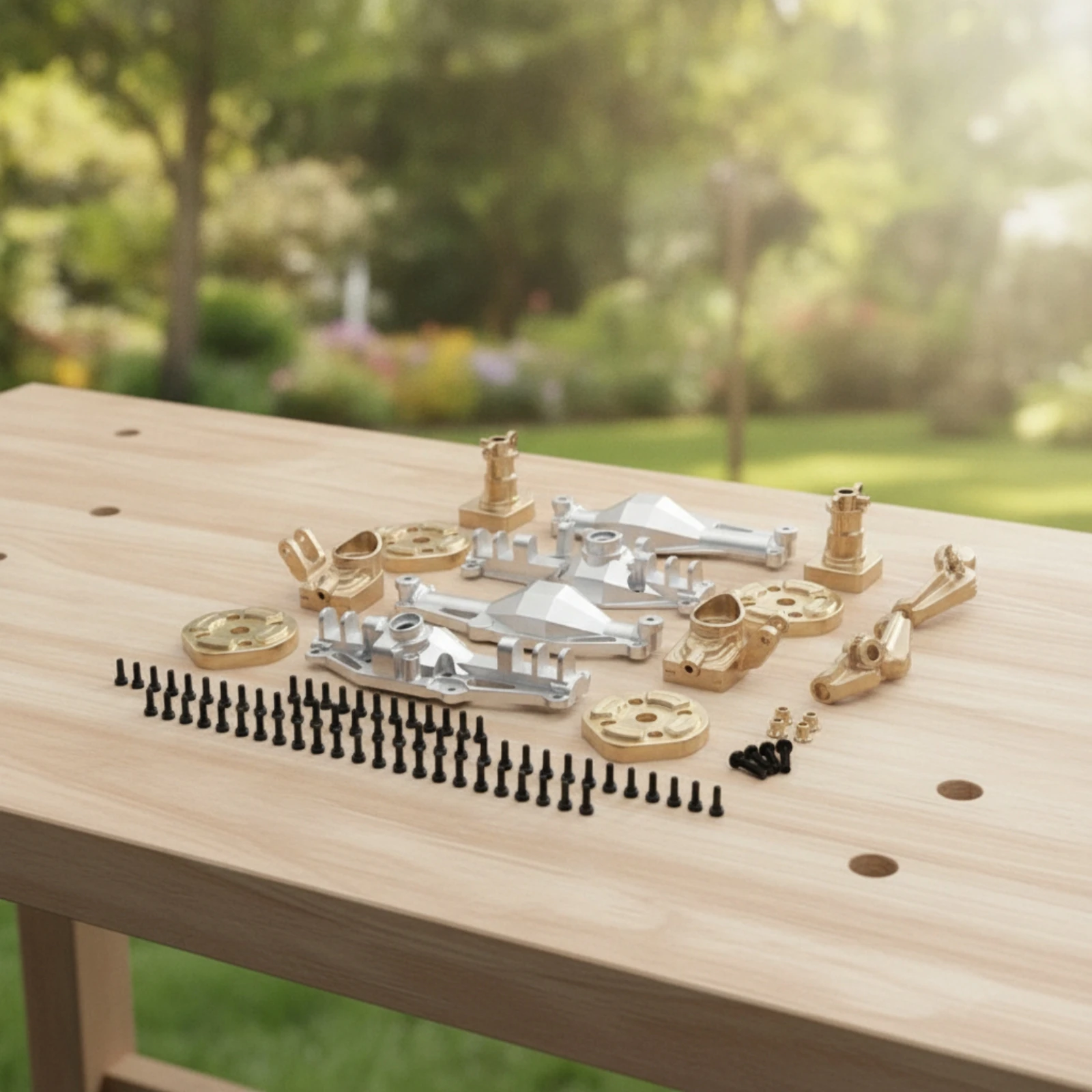 Axle Housing Kit Stable RC Car Parts with Brass Counterweights Steering Knuckle Metal Axle Mount CNC Machined