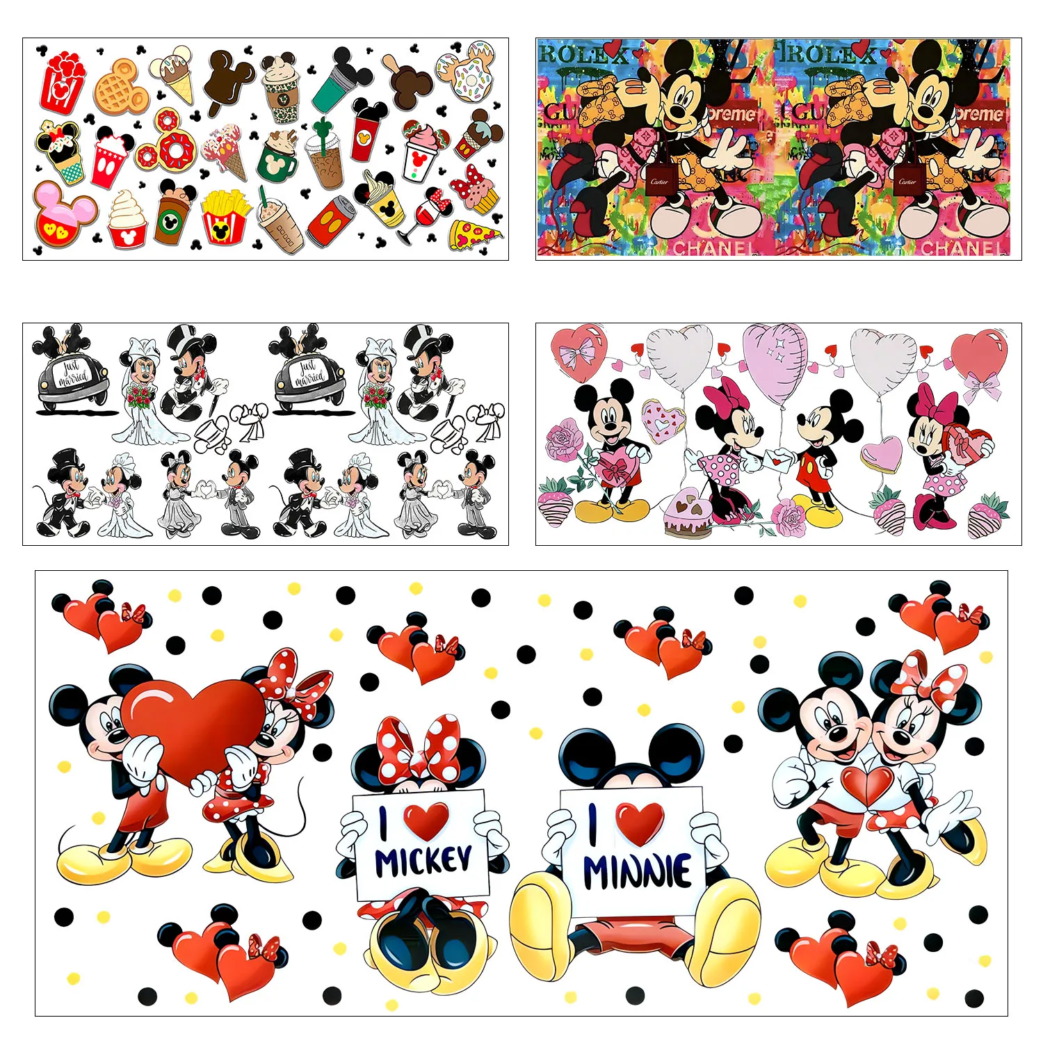 XOXO Lover Mickey Series easy peel waterproof DIY Decals 3D transfers uvdtf stickers 16oz uv dtf cup wraps for Libbey Glasses