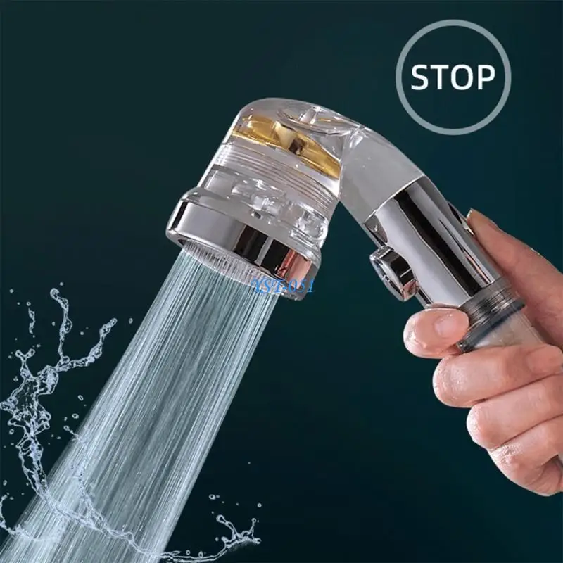 

E15A Propeller Showerhead Adjustable With Fan ABS Rain High Pressure Nozzle Water Saving Bathroom Accessories