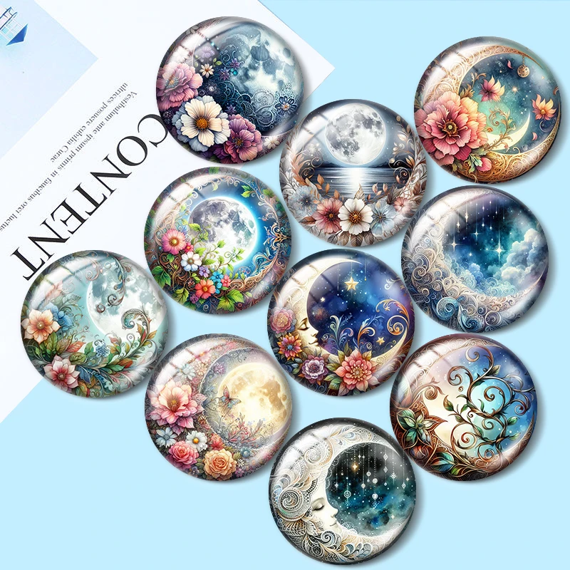 

Magnificent Moon Images 12mm/18mm/20mm/25mm Round photo glass cabochon demo flat back Making findings