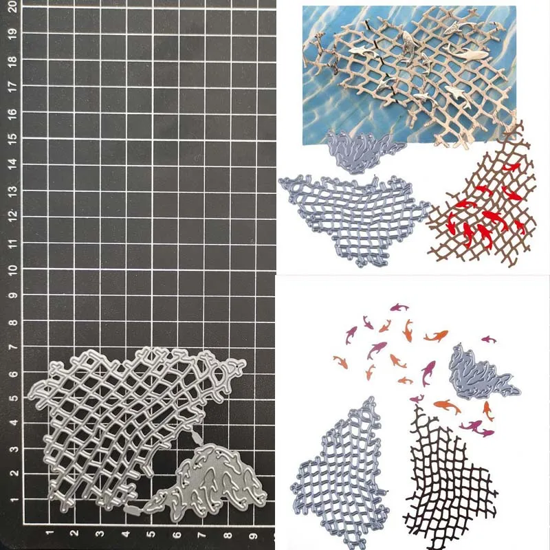 

Fishing Net Fishes Border Metal Cutting Dies Stencils For DIY Scrapbooking Decorative Embossing Handcraft Template