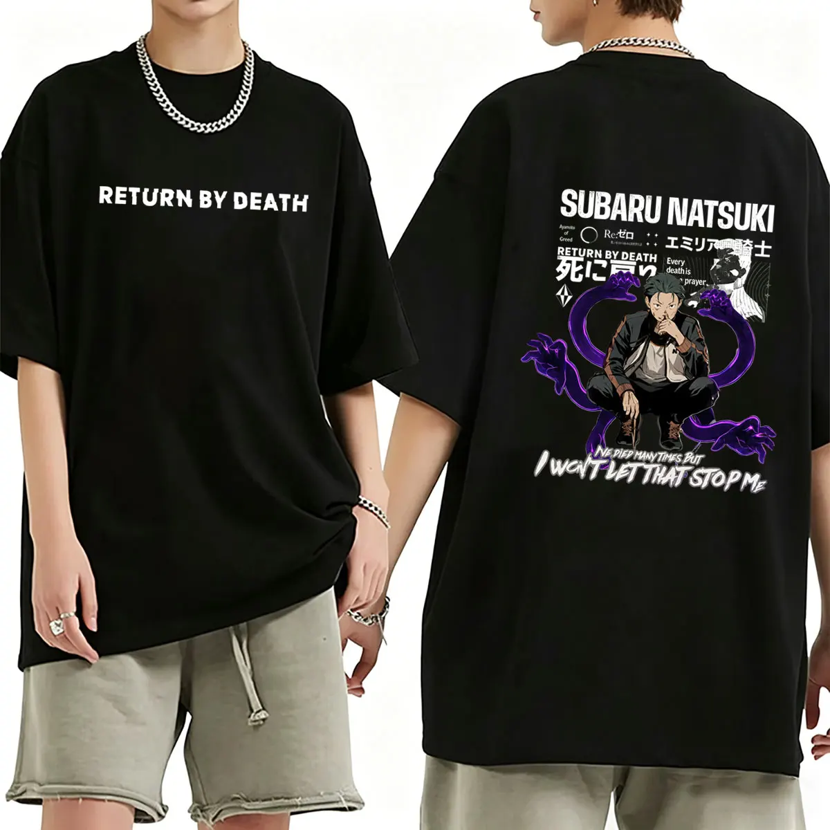 Anime Re:ZERO Starting Life in Another World Natsuki Subaru Return By Death T-shirt Men Women Casual Manga Oversized T Shirts