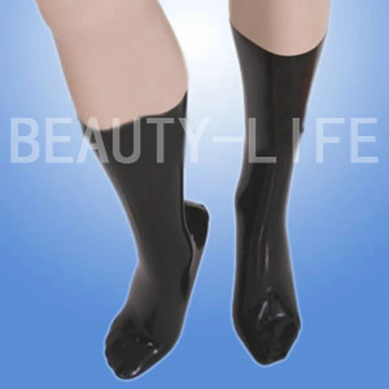 Latex Socks Sexy Knee Hosiery Plain Cosplay Seamless Without Glue one piece Stocking  0.6mm Extra Thickness