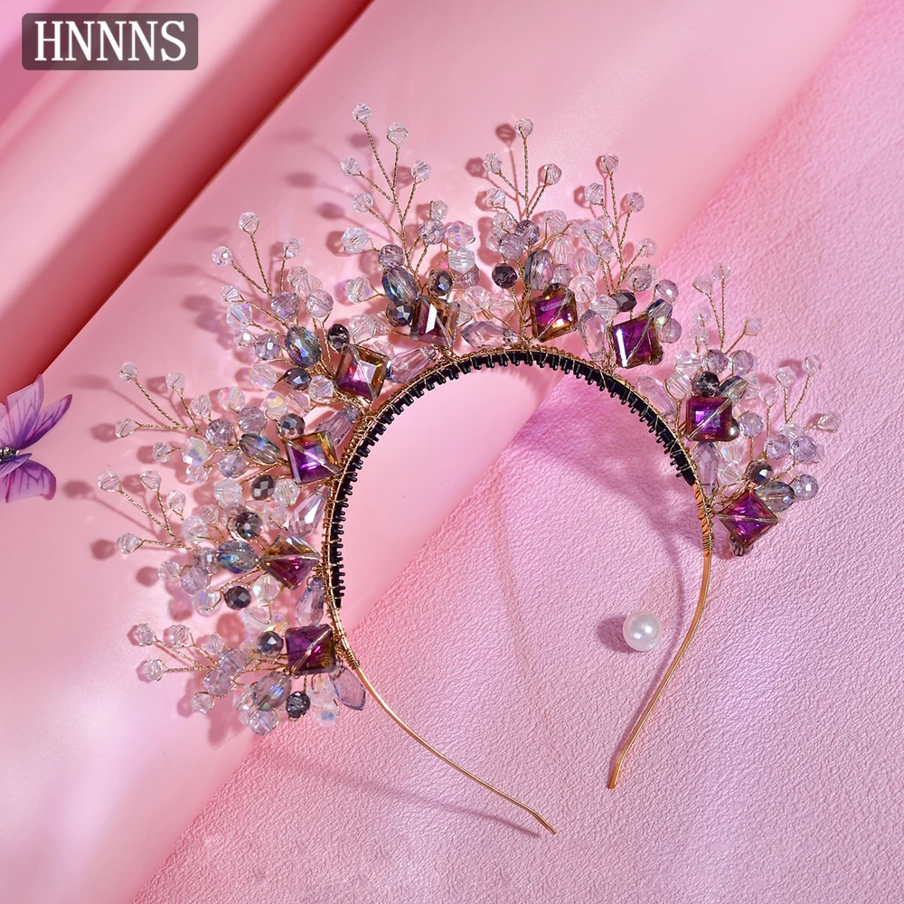 TOPQUEEN Gorgeous Bridal Wedding Crystal Crown Headband Accessories Handmade Women High-End Party Prom Dress Headpiece YXA314