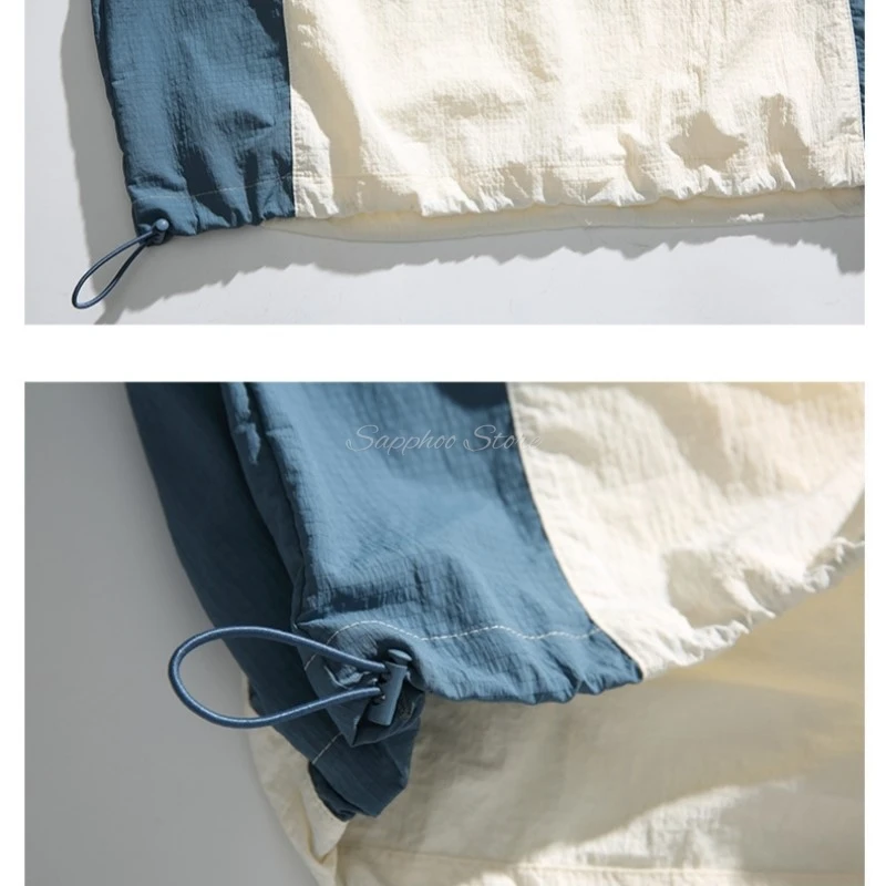 سريعة الجافة فضفاضة تناسب الصيف اللون حجب قصيرة الأكمام الأزرق تي شيرت غير رسمي الرجال رقيقة INS العصرية الأعلى الشارع نمط طاقم الرقبة المحملة