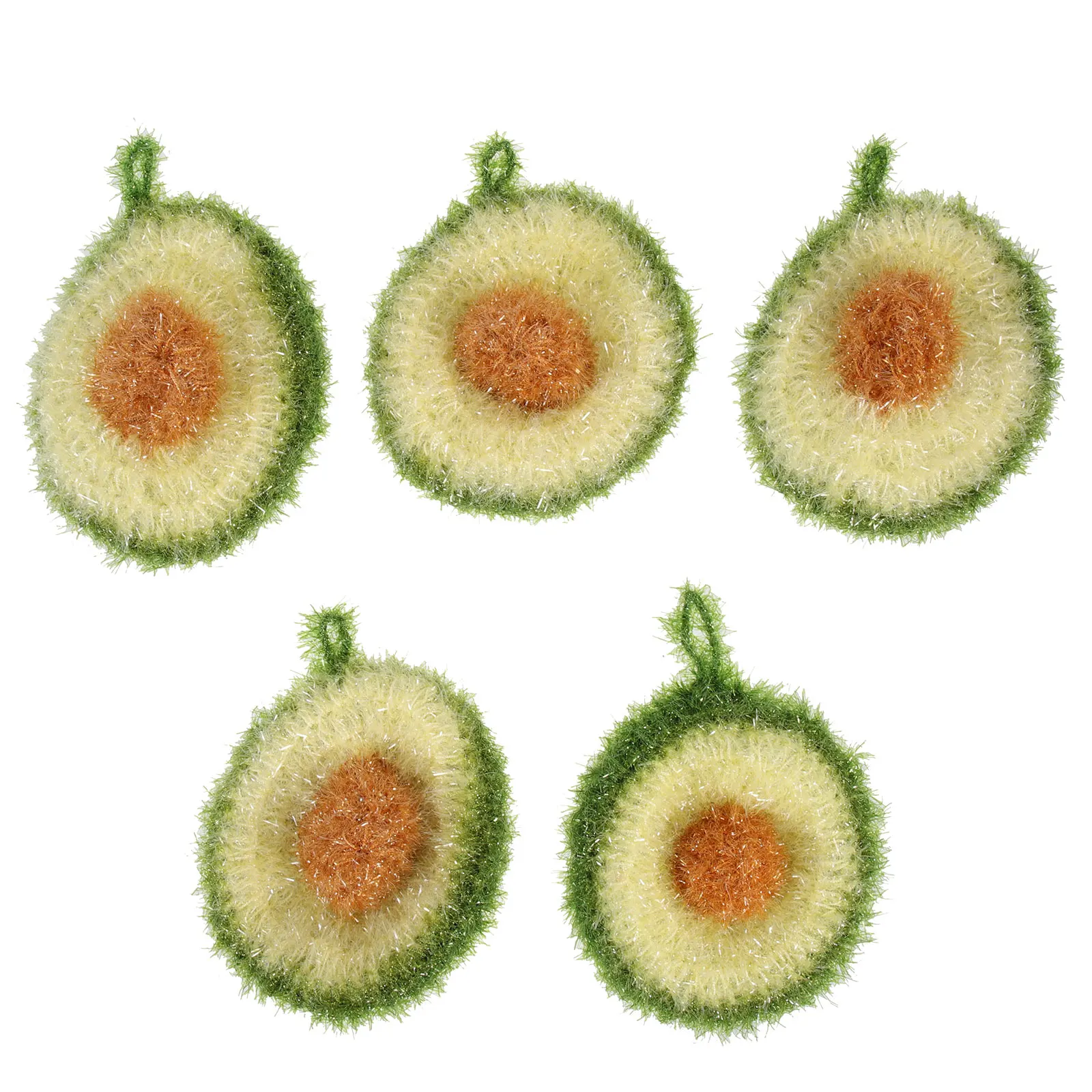 

5Pcs Kitchen Cleaning Sponge Set Avocado Design Wash Dish Cloths Towel Super Absorbent