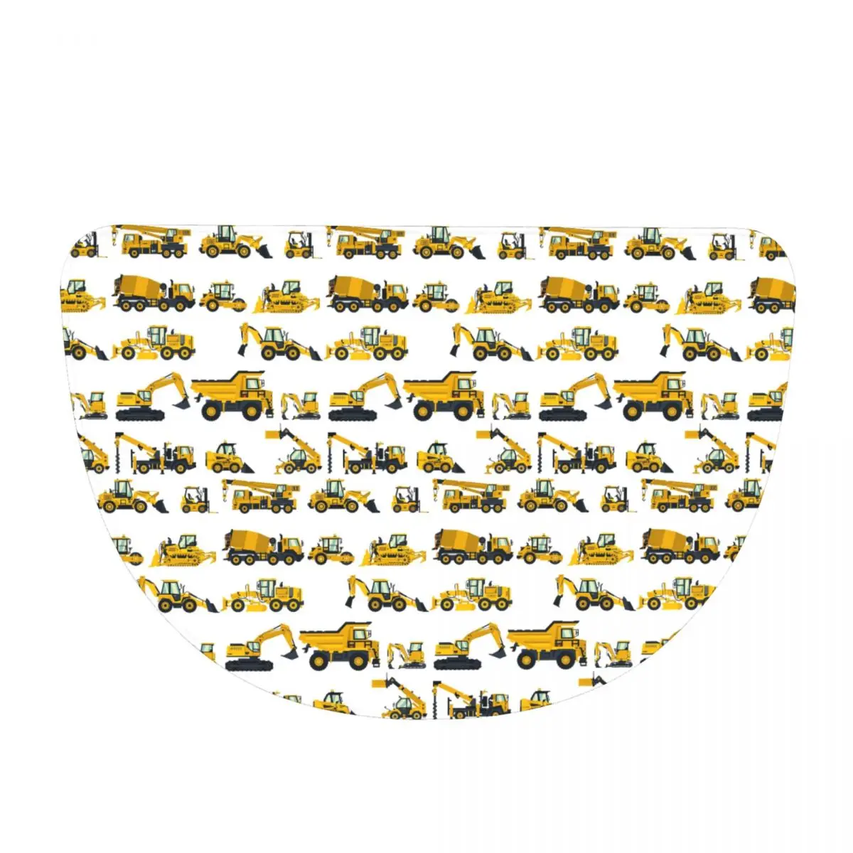 Construction Vehicles Bulldozer Excavator Crane Half Round Doormat Non Slip Bathroom Mat Absorbent Floor Carpet for Laundry Room