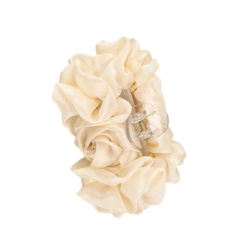 1 Stück Chiffon-Schleifen-Haarspange, für den Hinterkopf, Scheiben-Haarspange, große Haarspange in einfarbiger Ausführung, Haaraccessoire, Stirnband – Detail 9