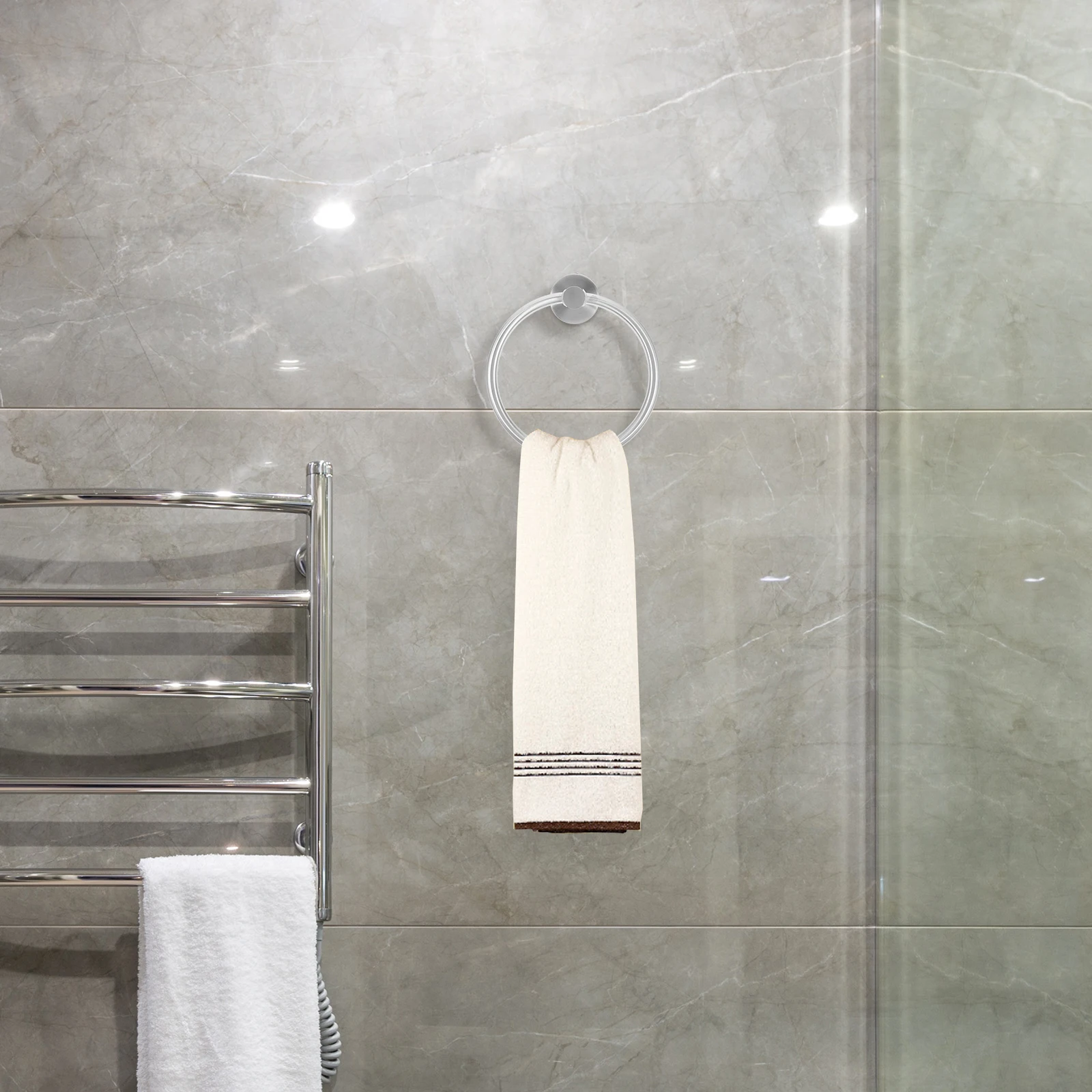 

Aluminum Towel Ring Round Bath Rack Bathroom Hanger Wall Mount Holder Durable Space Saver Fits Any Decor Modern Style