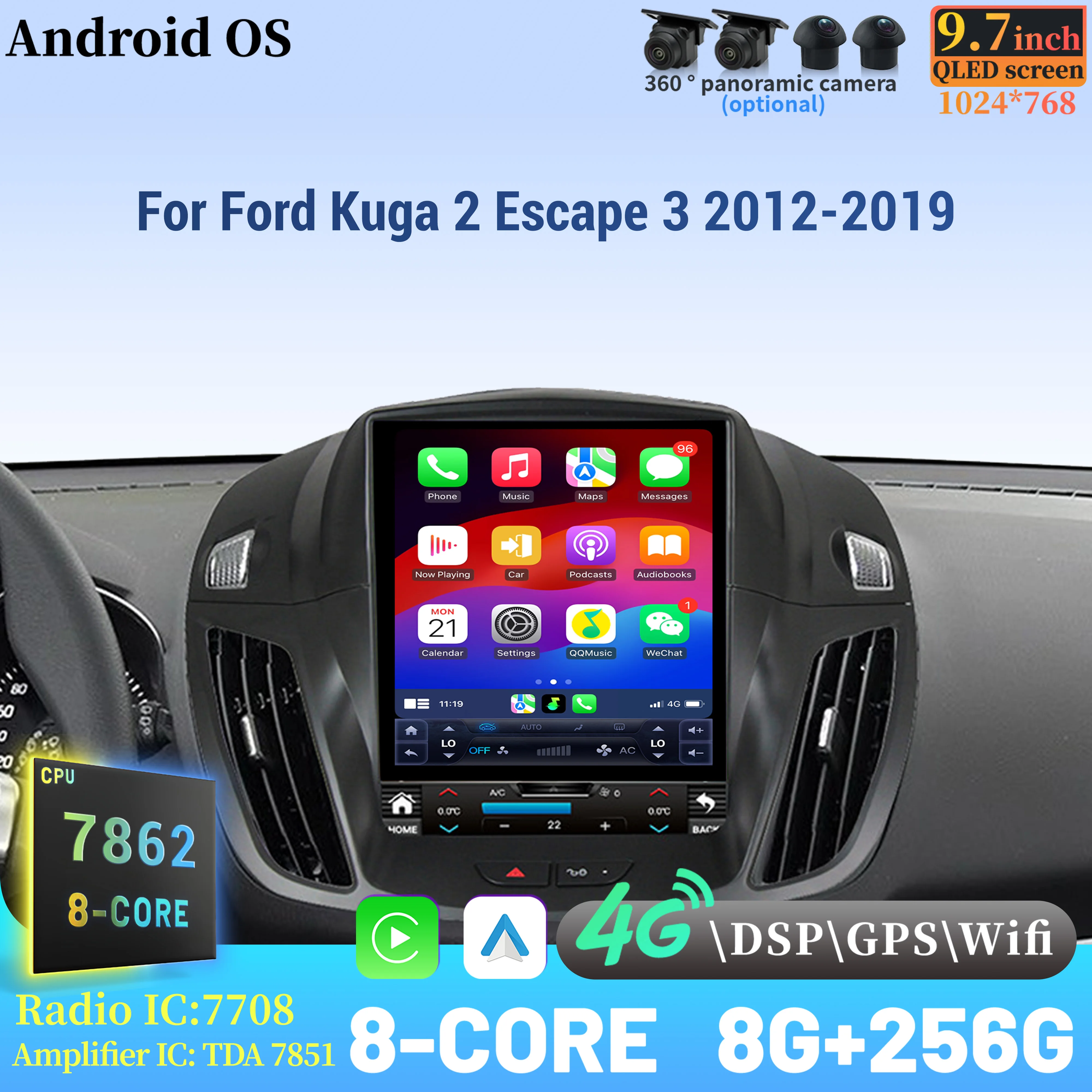 

9.7inch For Ford Kuga 2 Escape 3 2012-2019 Car Radio Navigation For Car Multimedia Player Android 14