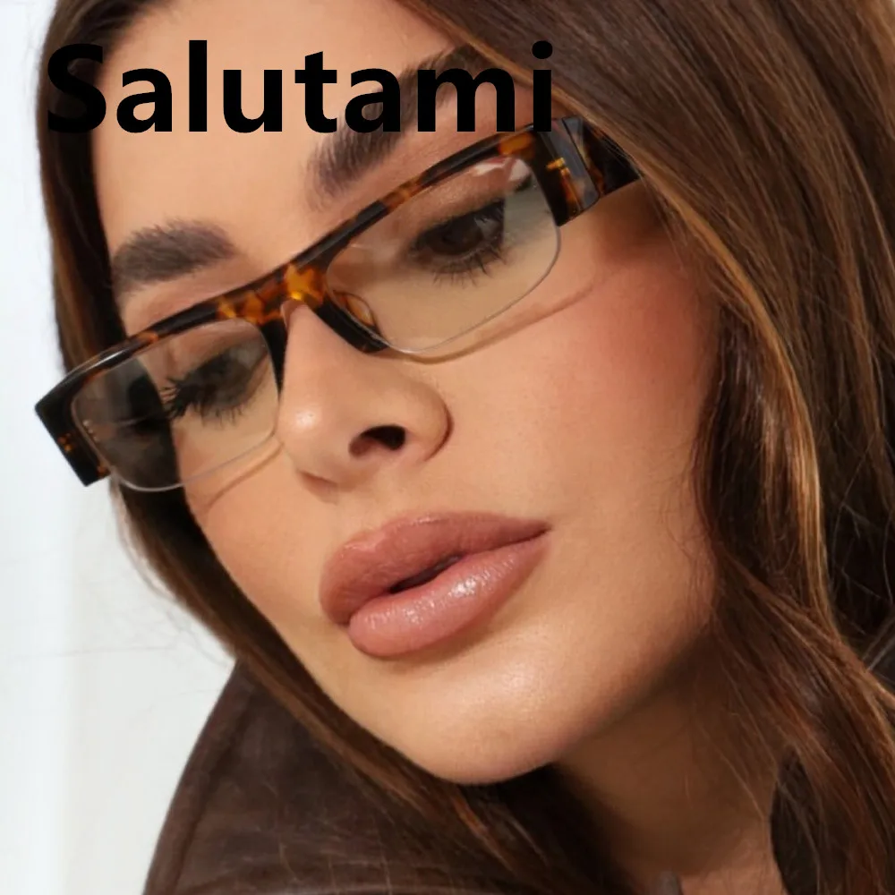 Neue Modische Kleine Quadratische Leoparden-Schwarze Brillenfassung für Damen Vintage Halbrahmen-Sonnenbrille Damen Outdoor-Brillen UV400 – Detail 2