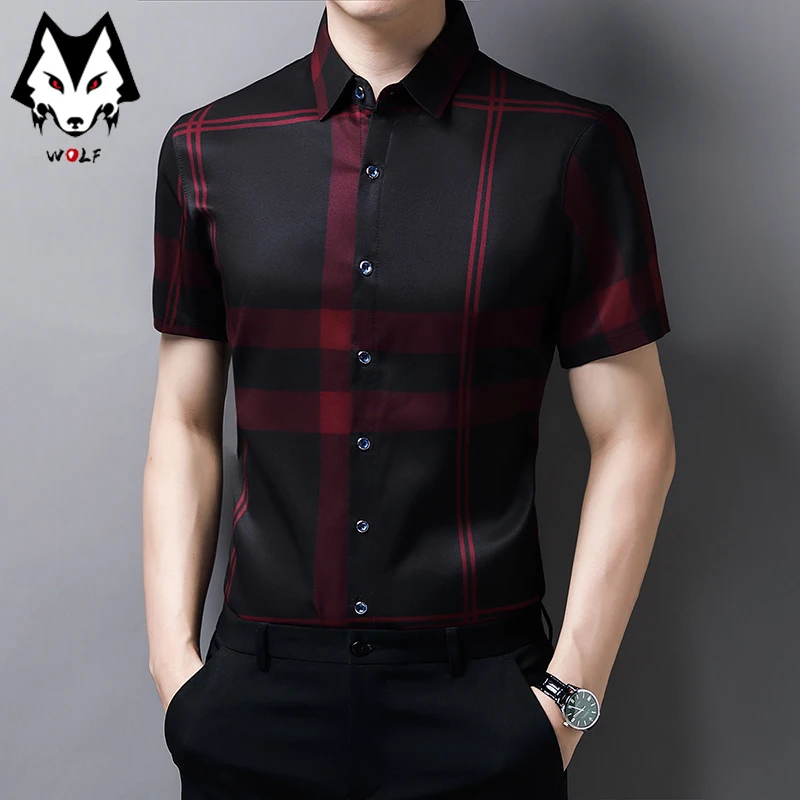 New Spring/Summer Men\'s Striped Short Sleeve Shirts Men\'s Sleeves Slim Fit Casual Shirts Hot Selling Spot Tops