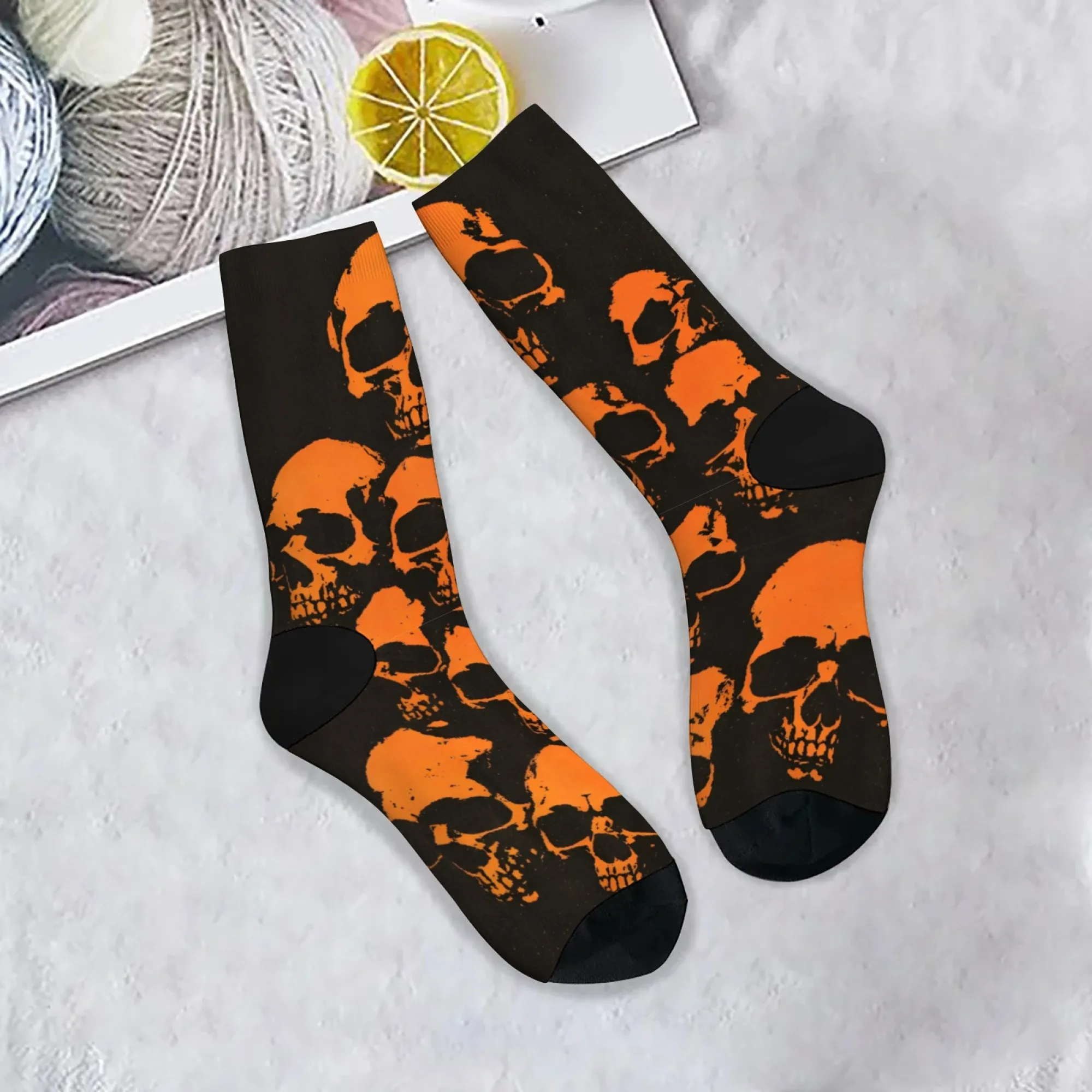 Calzini da equipaggio con motivo teschio horror gotico Streetwear unisex antiscivolo traspiranti morbidi per abbigliamento sportivo da skate regalo pazzo per feste