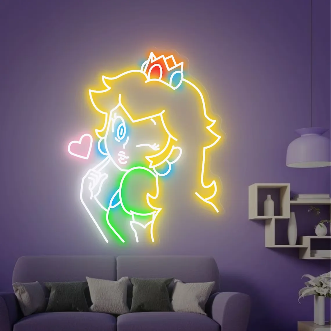 Imagem -04 - Princesa Led Neon Sign Personalizado Desenhos Animados Anime Decoração do Quarto das Crianças Quarto Presentes para Amante de Anime