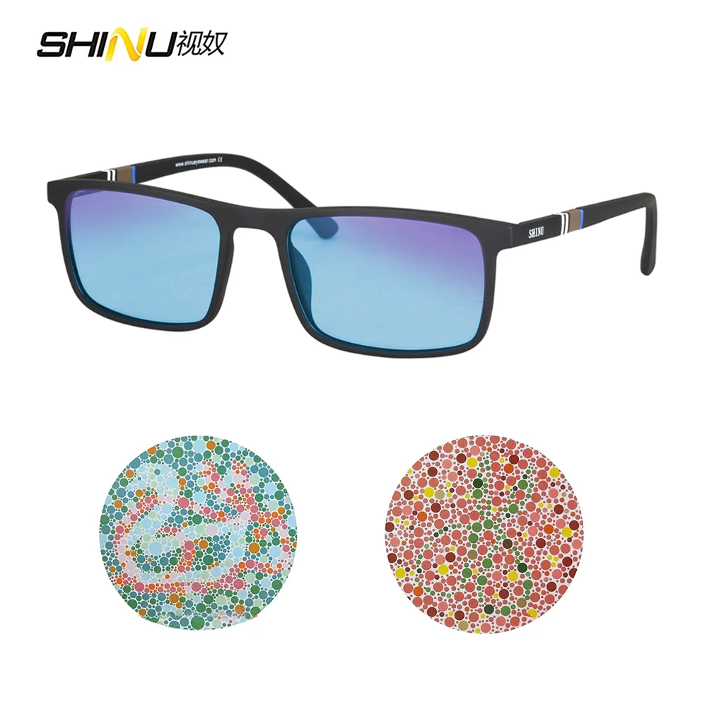 SHINU Fashion Red Green Color Blind Glasses For Men Colorblindness Improve Colorblind Fashion Acetate Frame Sun Glasses For Men