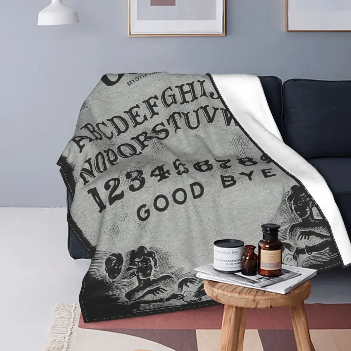 Ouija Board Fleece Throw Blankets Sun and Moon Witch Mystical Blankets for Bed Travel Soft Bedroom Quilt