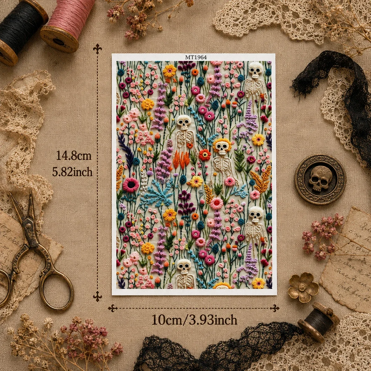 14.8*10cm Polymer Clay Transfer Paper Skeleton Wildflower Water-Soluble Decals Disposable Sticker Diy Halloween Earring Jewelry