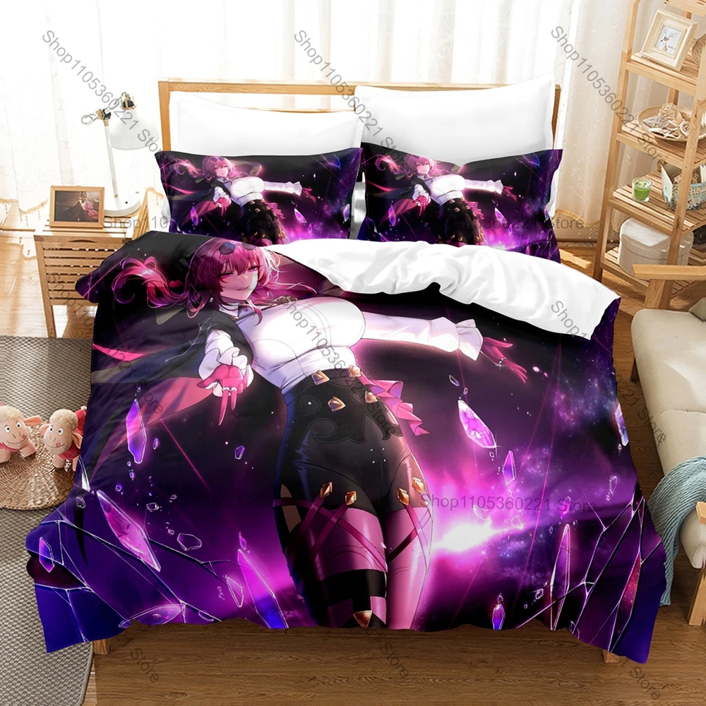 Cool Gorgeous Kafka Blade Silver Wolf Stellaron Hunter Character Collage Poster Duvet Cover Set For HSR Game Collectors
