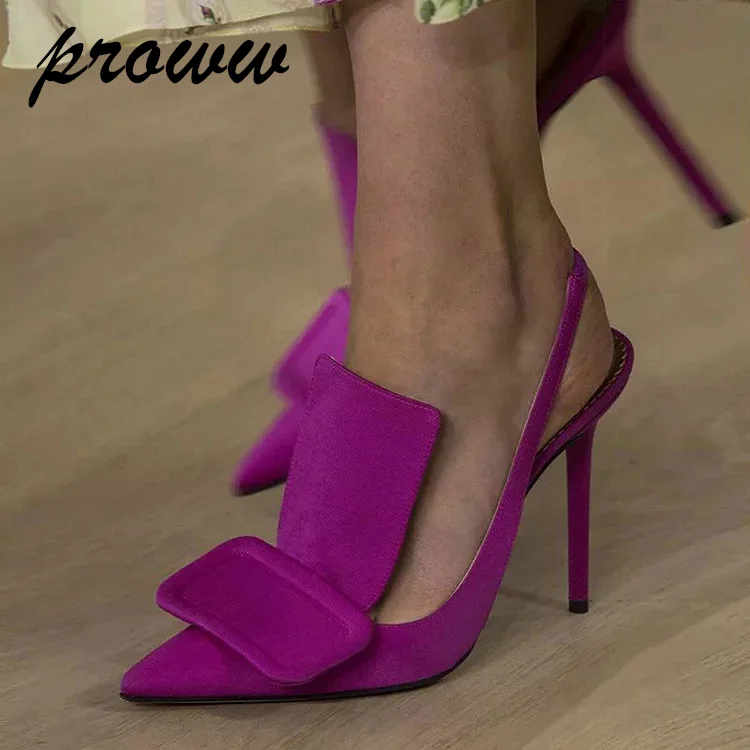 حذاء بكعب ستيليتو مع إبزيم مربع كبير الحجم، حذاء نسائي مثير بكعب عالٍ سهل الارتداء