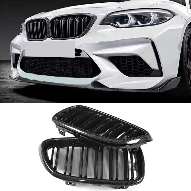 Front Bumper Racing Grille for BMW 2 Series F22 F23 F87 M2 220i 228i M235i M240i 2014-2019 Replacement Front Grill Carbon Fiber