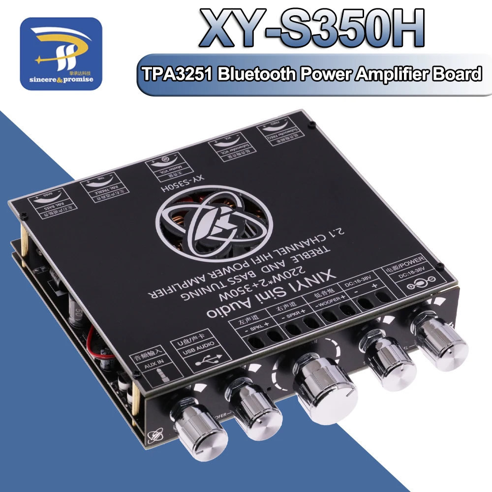 XY-S350H 2.1 Channel TPA3251 Bluetooth Power Amplifier Board Module High And Low Subwoofer 220W*2 + 350W