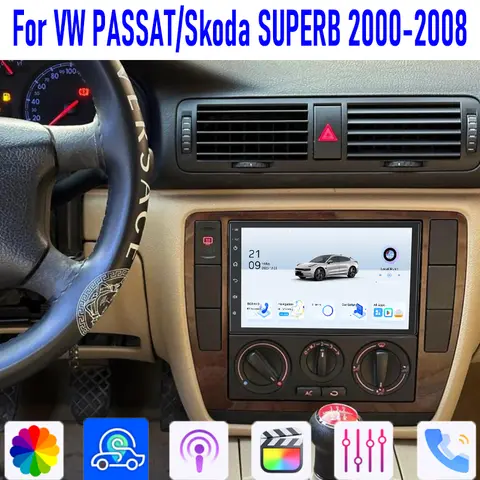 7" For VW Passat/Skoda SUPERB 1 I 2000-2008 Car Stereo Radio Wireless Apple Carplay Android 13 Auto Head Unit GPS WIFI Camera