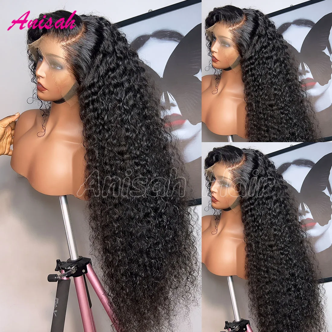 

100% Brazilian Glueless Wigs Human Hair 13x6 HD Transparent Deep Curly Frontal Wig Pre Plucked Curly Lace Frontal Human Hair Wig