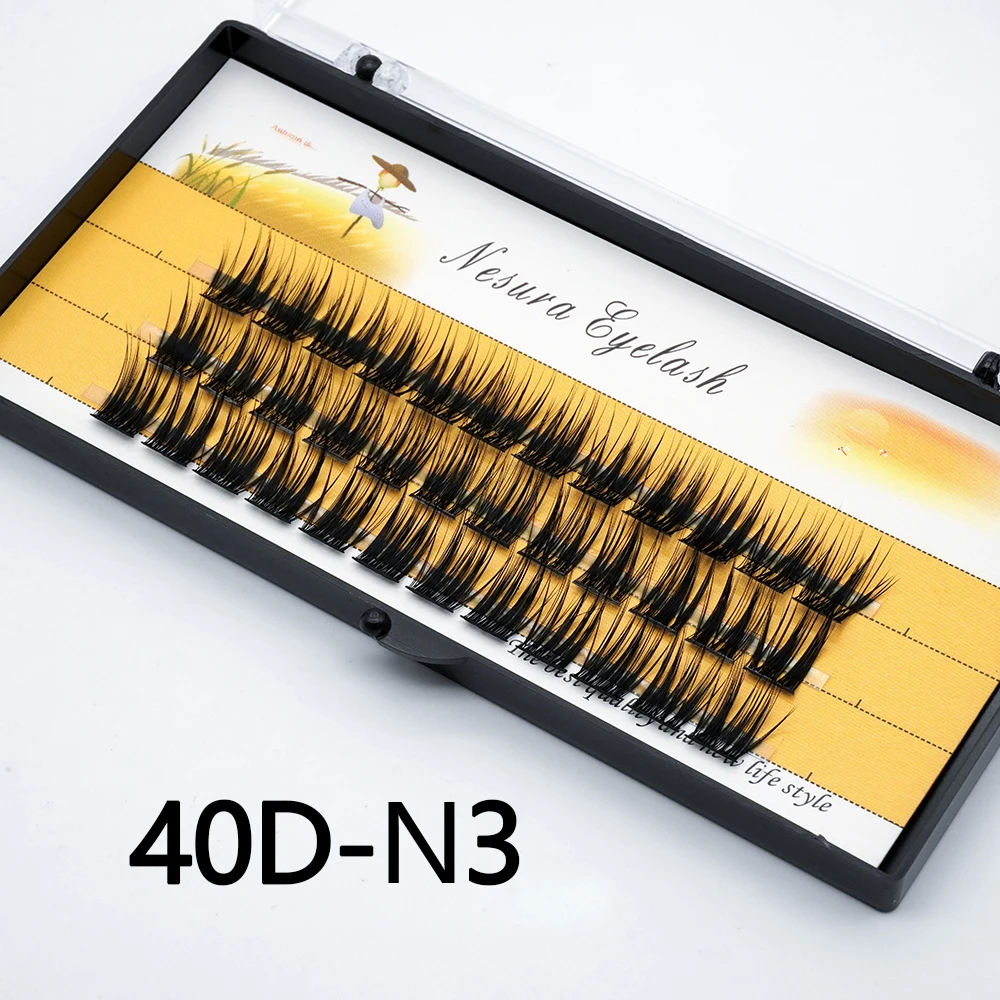 Pestañas 1 Caja / 60 pestañas individuales naturales 40D / 30d pestañas hechas a mano pestañas 3D visón ruso Cilia