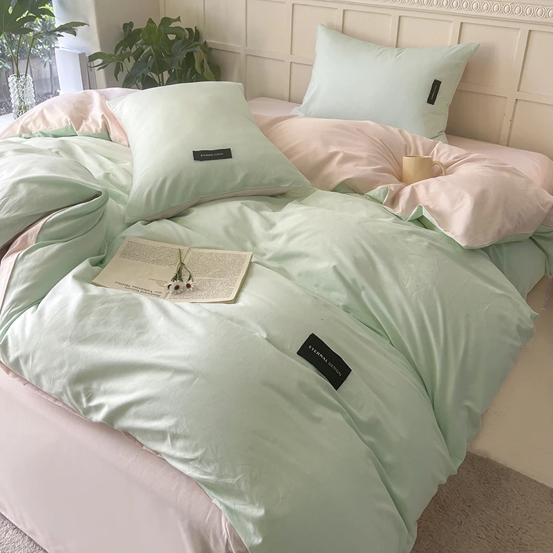 

Ins Style Comforter Sets Bedding Set And Adult Sheets Solid Color Skin Friendly Down Duvet Cover Set No Filling Bedding Linens