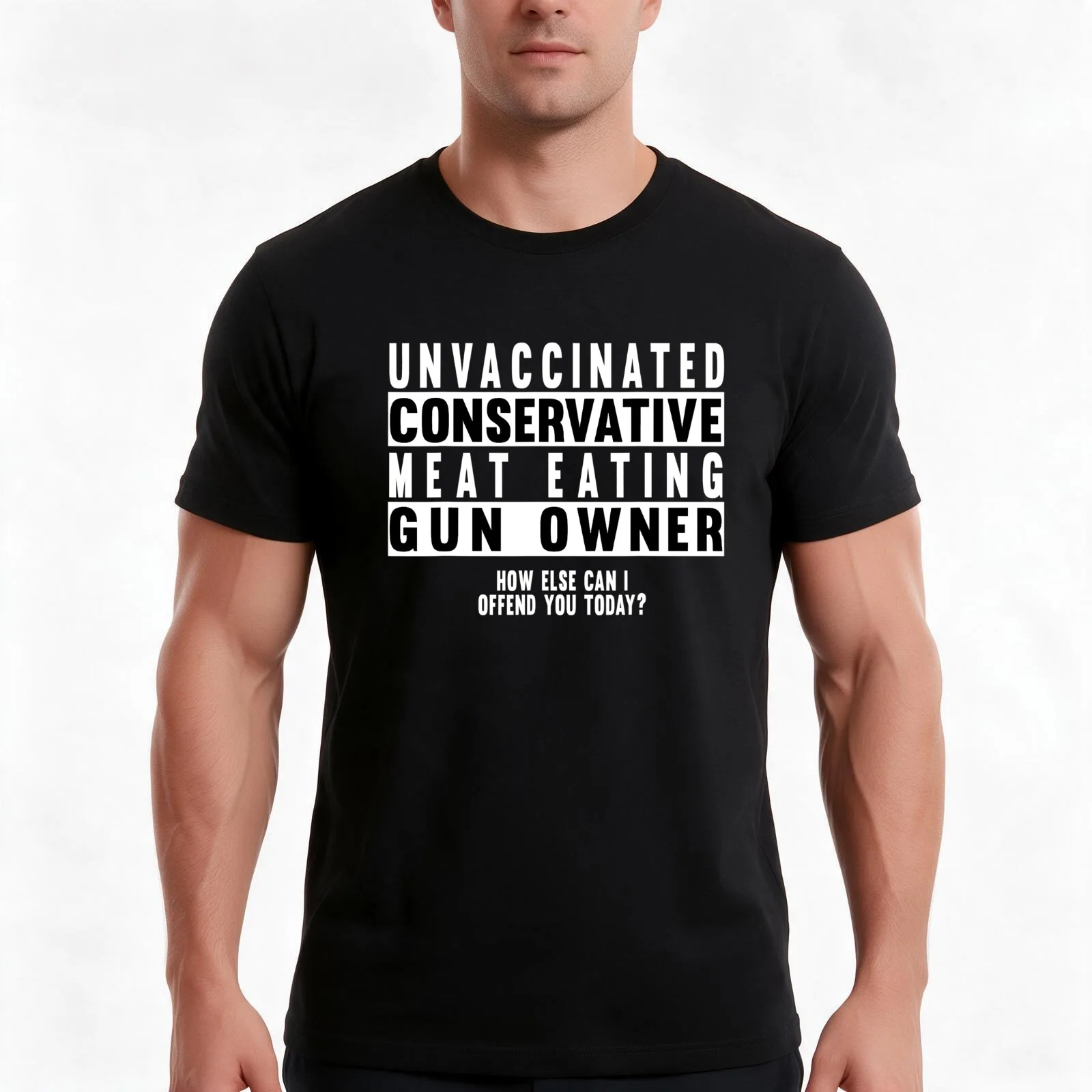 Unvaccinated Conservative Meat Eating Gun Owner T-Shirt, Summer Casual Cotton Tee, Oversized Streetwear Tops, Unisex Men Women