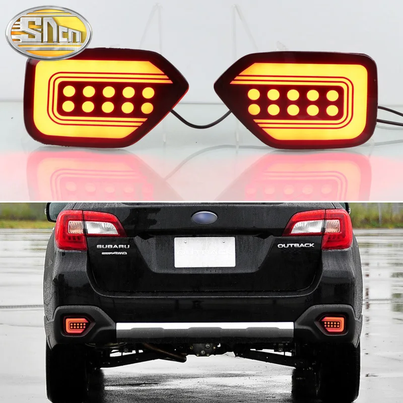 

2PCS For Subaru Outback 2015-2020 3-in-1 Functions 12V LED Bumper Light Rear Fog Lamp Brake Light Dynamic Turn Signal Reflector