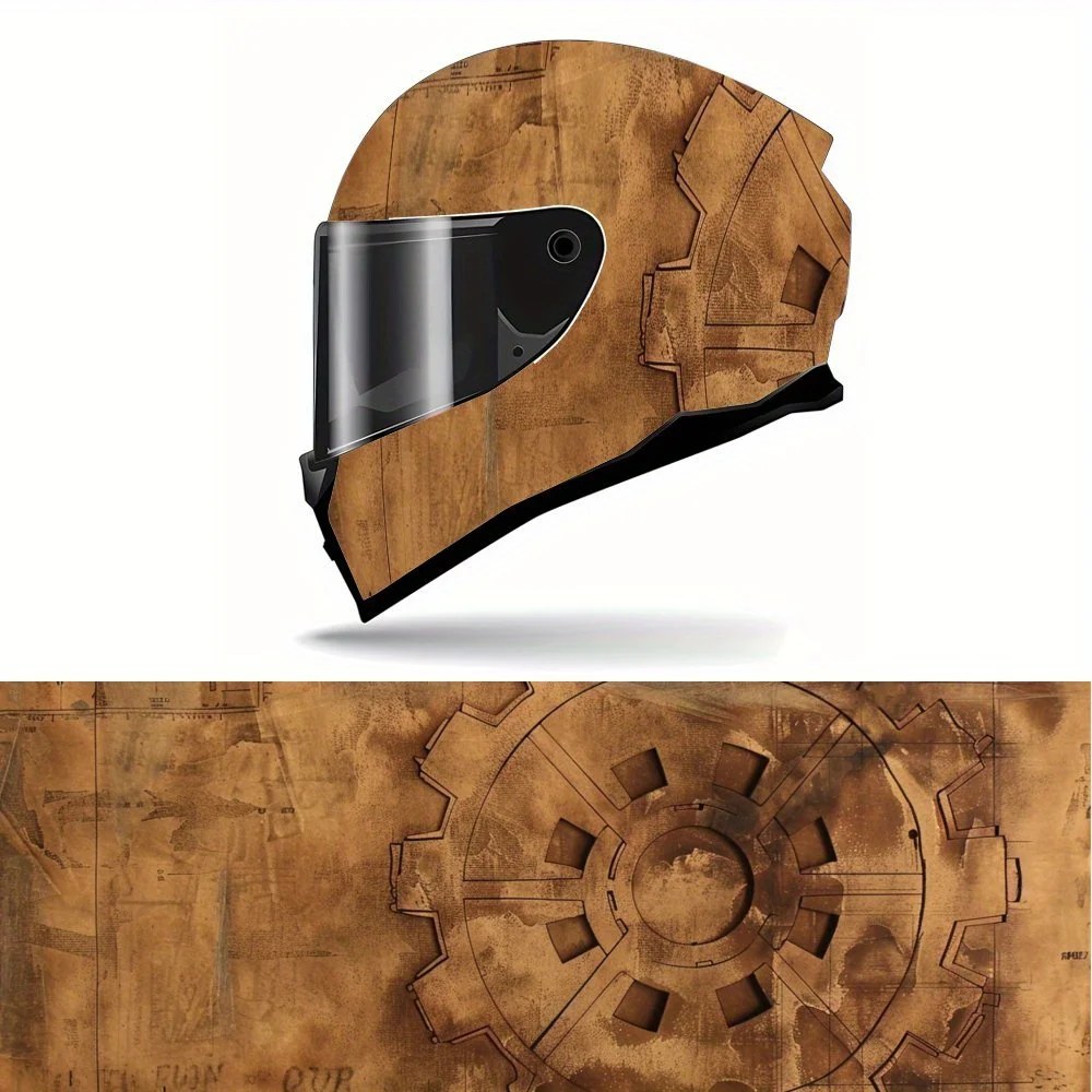 

Vintage Gear Mechanism Design Helmet Vinyl Wrap, Waterproof Removable Decals for Motorcycle Bike Helmets, Anti-Scratch Universal