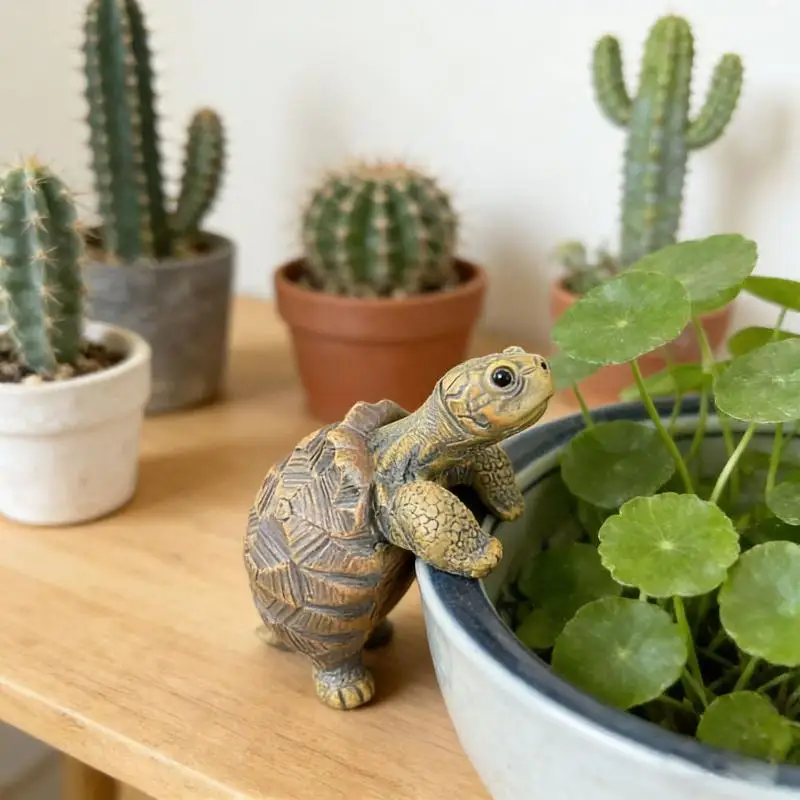 Tortoise Figure Plant Pot Hanger, Resin Hanging Turtle Statue Plant Decorations Cute Turtle Statue Figurines Planter Pot Hangers view 3