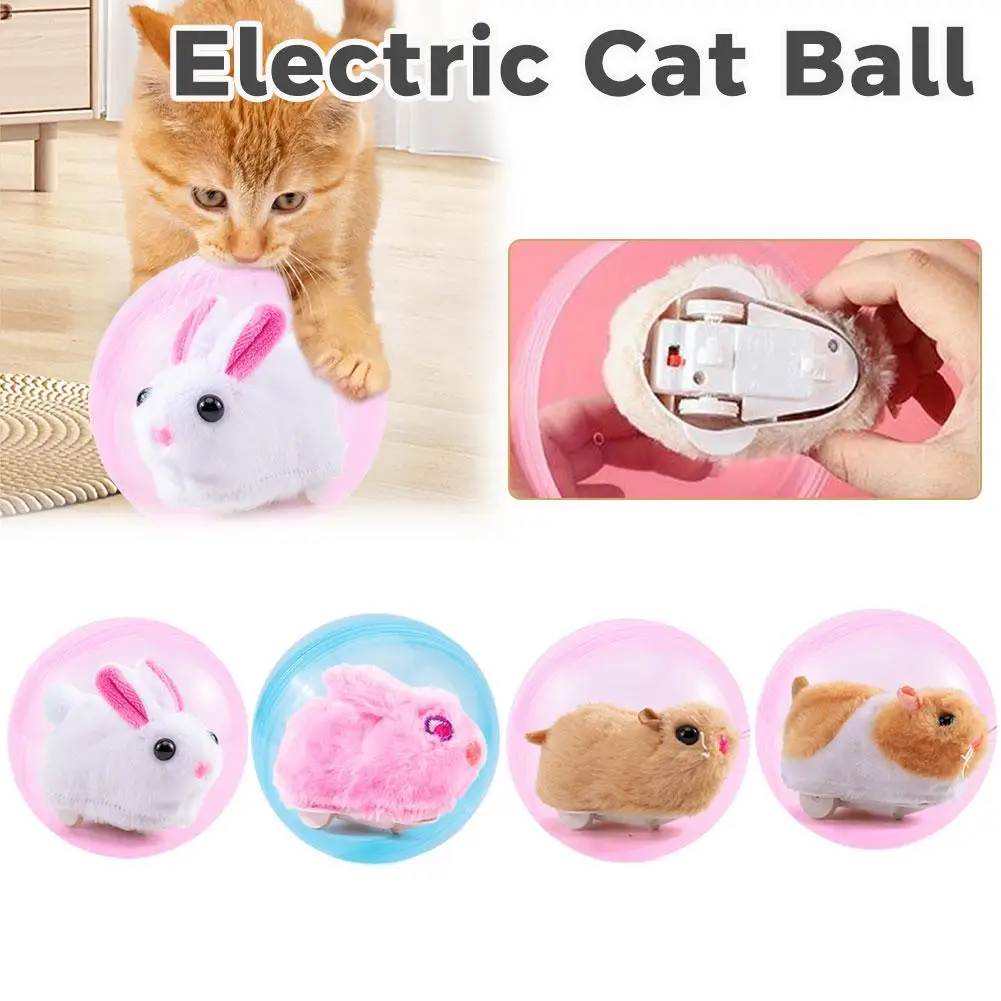 Electric Cat Toy Ball Hamster Ball Interactive Cat Toy for Indoor Playing Stimulate Hunting Instinct USB Rechargeable Automatic