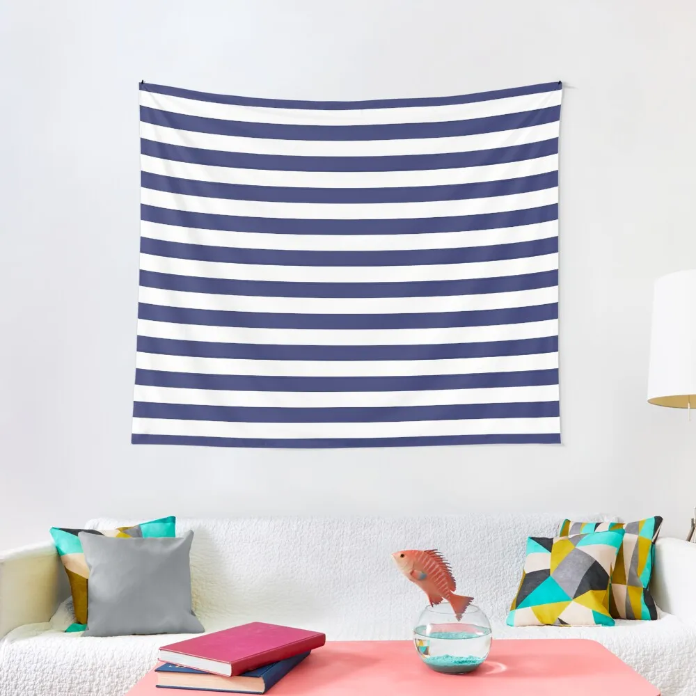 

Navy Blue and White Stripes Stripe Patterns Striped Patterns Wide Stripes Horizontal Stripes | Tapestry Wall Decoration Tapestry