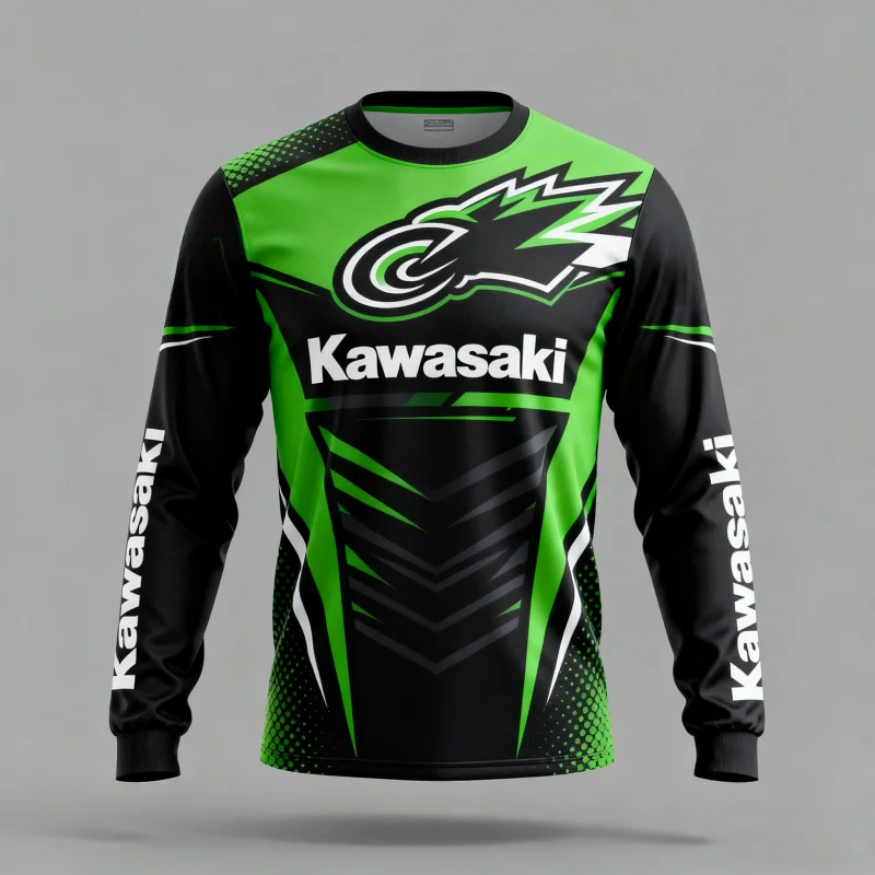 

Motor Fans Kawasaki - Themed Long - Sleeve Shirts with Dynamic Graphics & Branding – A Must - Have for Motorcycle Enthusiasts