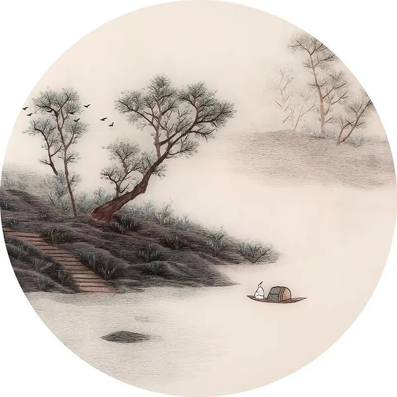 Landscape Pattern Suzhou Embroidery Starter Kit - Complete Beginner Set with Tutorial