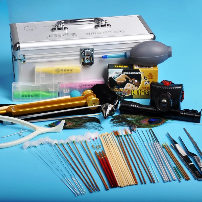Professional Sichuan ear picking tools ear picking boutique aluminum box 62-piece set