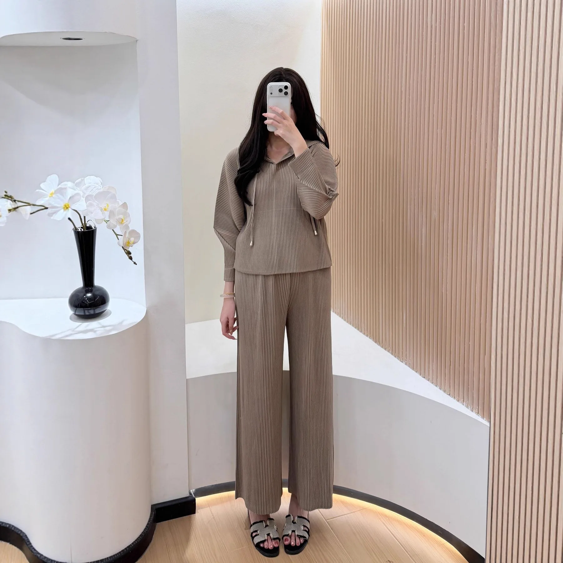 المرأة هوديي السراويل المستقيمة 2 قطعة مجموعة عيد مسلم البدلة مقنعين البلوز بنطلون علوي فرقة طيات رمضان المغرب وتتسابق