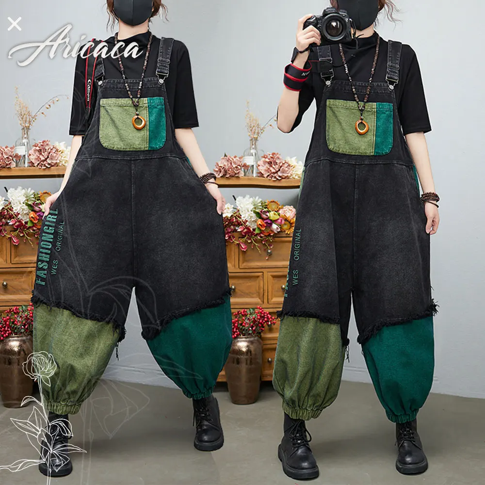 

Aricaca Women Overalls Plus Size Long Jean Jumpsuits Ladies Sleeveless Salopete Street Wear Denim Jumpsuit