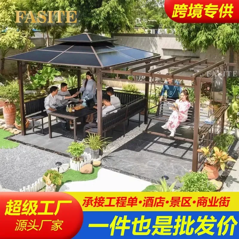 For Outdoor Gazebo Grape Trellis Villa Courtyard Garden Leisure Swing Terrace Aluminum Alloy Sunshade Canopy Roof Durable