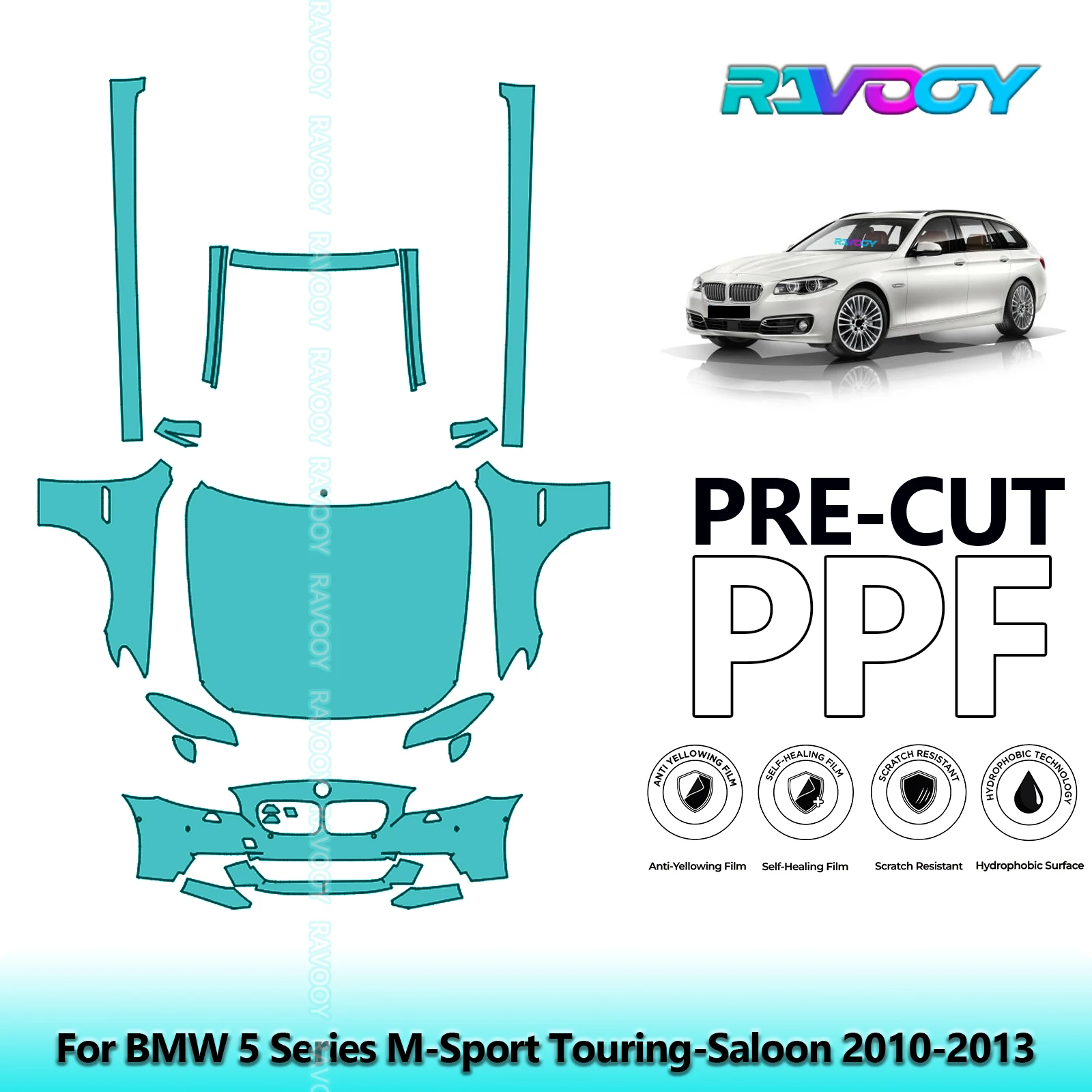

8.5Mil Precut Paint Protection Film PPF Clear Bra Front Kit+Rockers For BMW 5 Series M-Sport Touring-Saloon 2010-2013