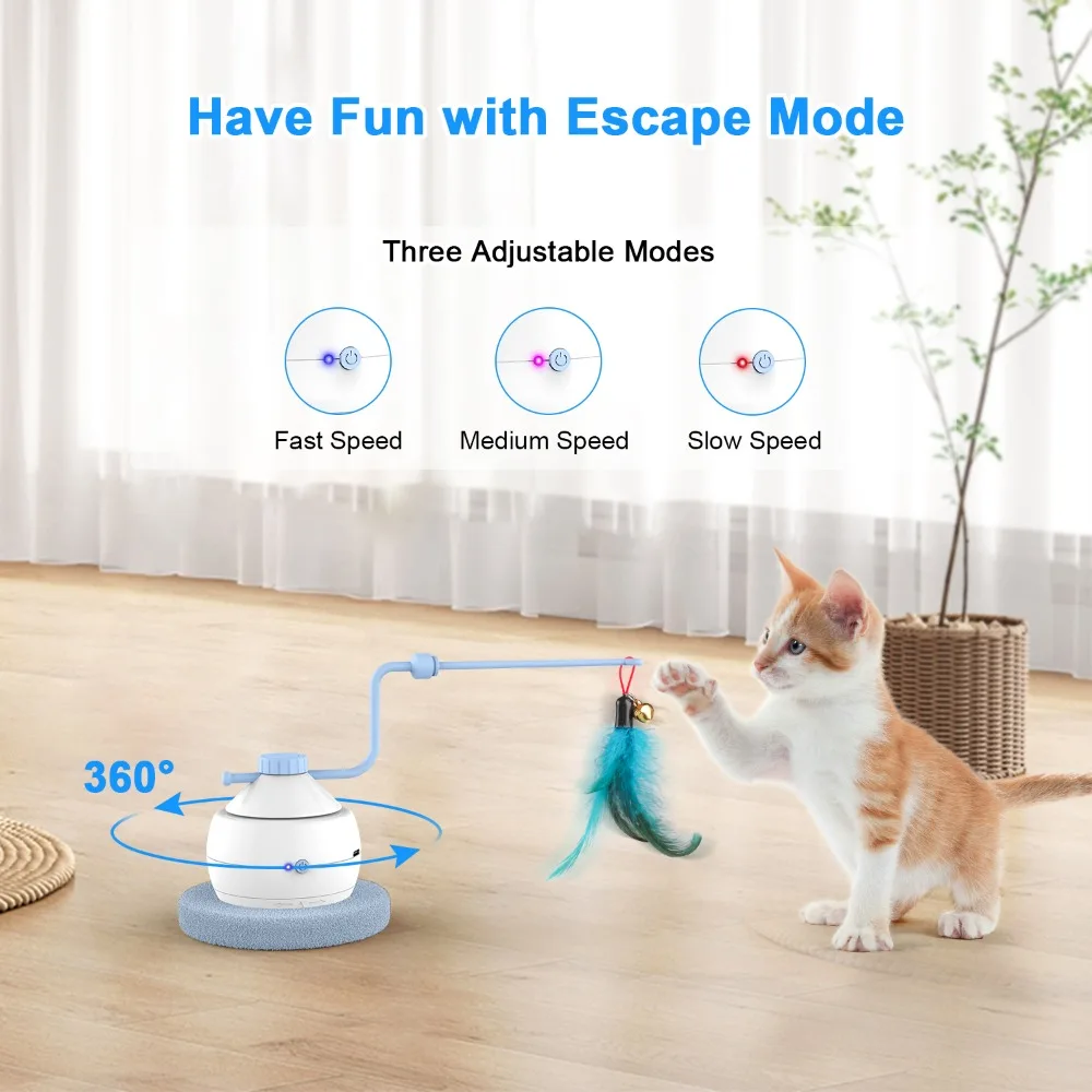 Electric Cat Toy USB Charging 360 Rotating Interactive Puzzle Intelligent Pet Items Cat Teasing Feather Cat Supplies Accessories