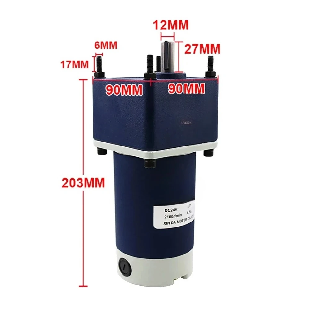 120W DC Gear Motor Mini High Torque Gearbox Worm Gear Reducer DIY High-Power Geared Motor 12V/24V With Bracket
