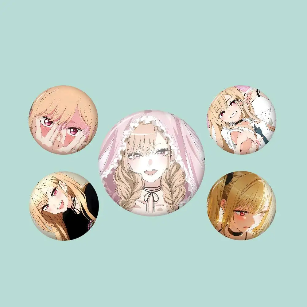 Cosplay Anime M-My D-Dress-Up D-Darling Photo Brooches Creative Round Badge Gifts Pins 32/44/58mm