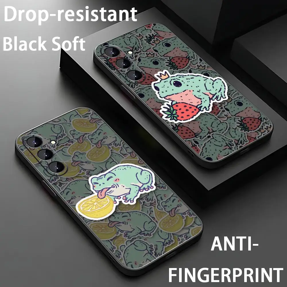 Funny-y Sad Frog Phone Case For Samsung Galaxy S26 S25 S24 S23 S22 S21 Plus Ultra Note20 Soft Black