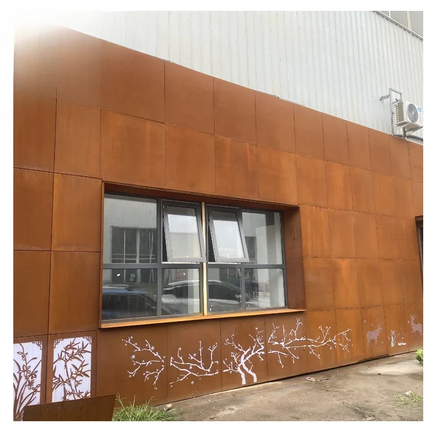 large Outdoor wall decoration corten steel Building wall cladding panels rusty sheet